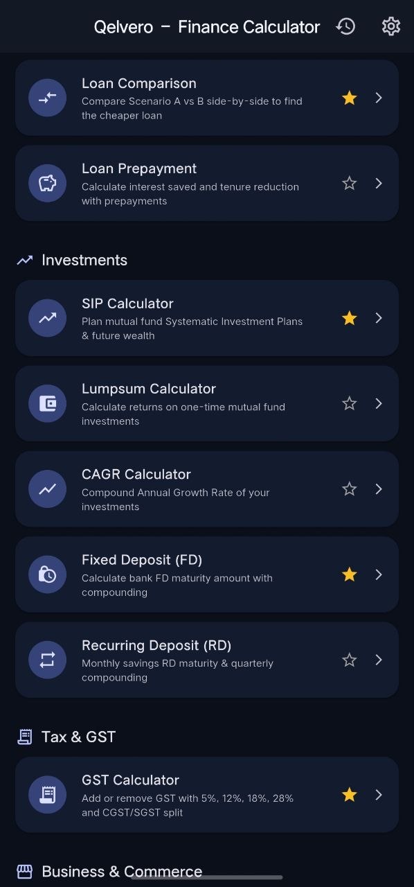 Qelvero SIP Investment Planner